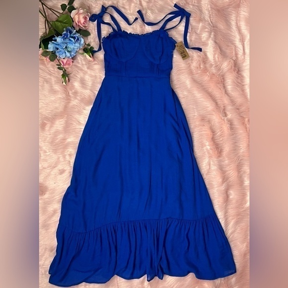 Royal Blue Boho Maxi Sun Dress Sz M by Just Found - Picture 5 of 11